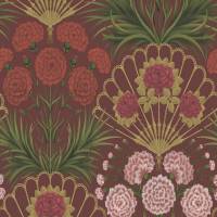 Flamenco Fan Wallpaper - Rose, Bright Rouge and Metallic Gold/Crimson